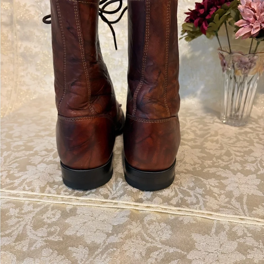 Justin Boots Dark Brown Leather Lace-Up Boots